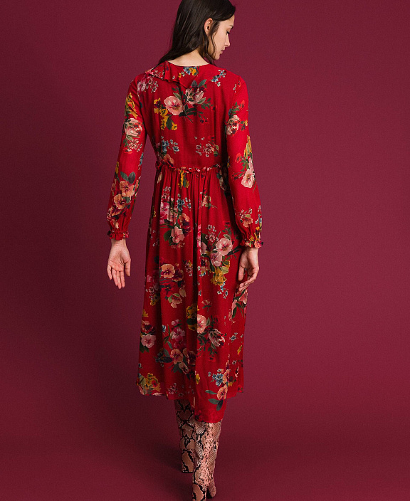 Длинное платье из жоржета с цветочным принтом