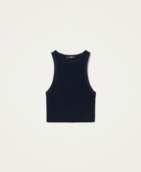 Укороченный топ с жаккардовым логотипом