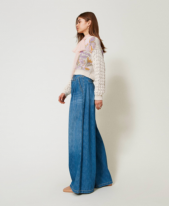 Джинсы wide leg со складками