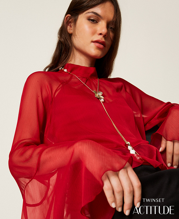 Блузка из вуали с оборками