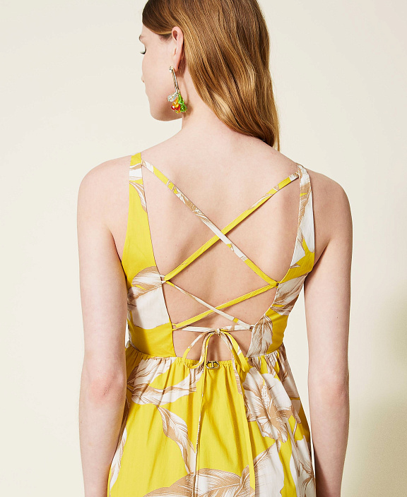 Платье-миди из поплина с цветочным рисунком