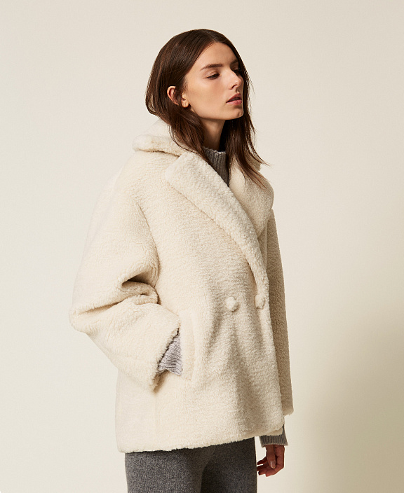 Полупальто из искусственного меха с люрексом