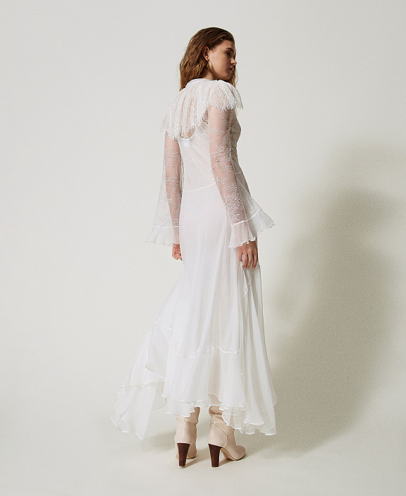 Длинное платье Giglio из кружева и шелка