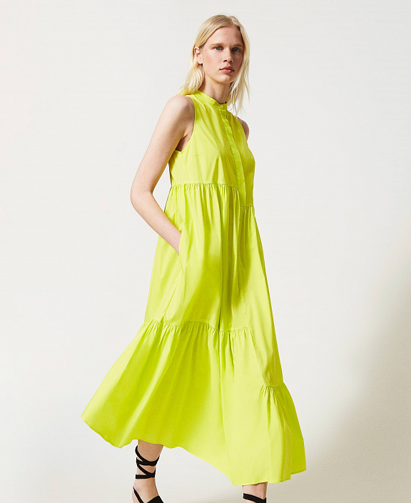 Длинное платье из поплина с оборками