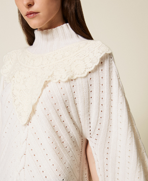 Свитер из смесовой шерсти с отделкой кроше