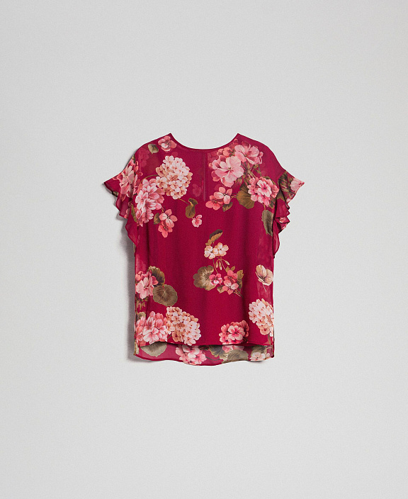 Блуза из крепона с цветочным принтом