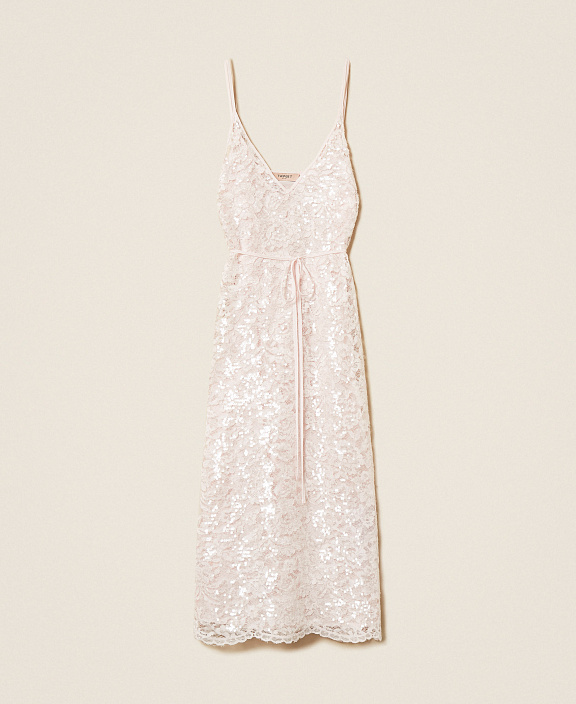 Кружевное платье миди с пайетками