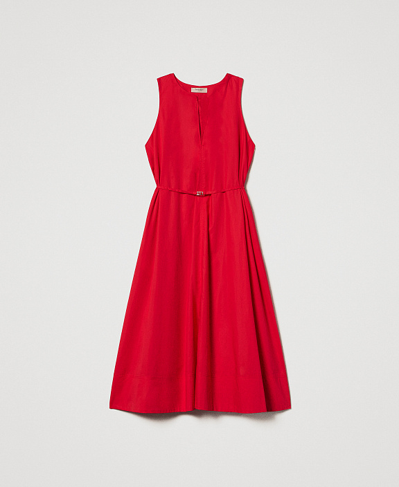 Длинное платье из поплина без рукавов