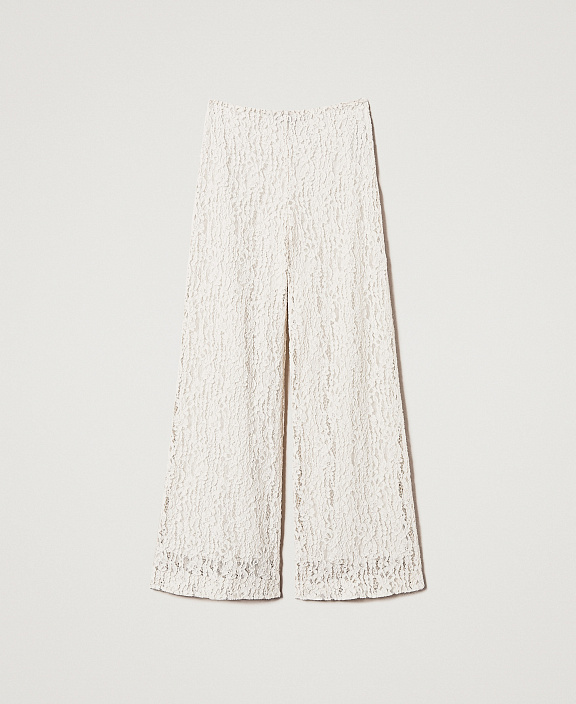 Брюки wide leg из кружева с цветочным узором
