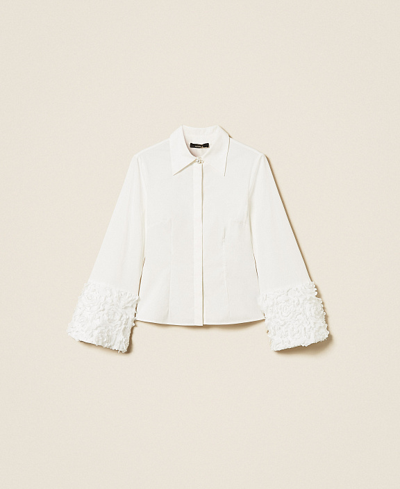Рубашка из поплина и тюля с цветами