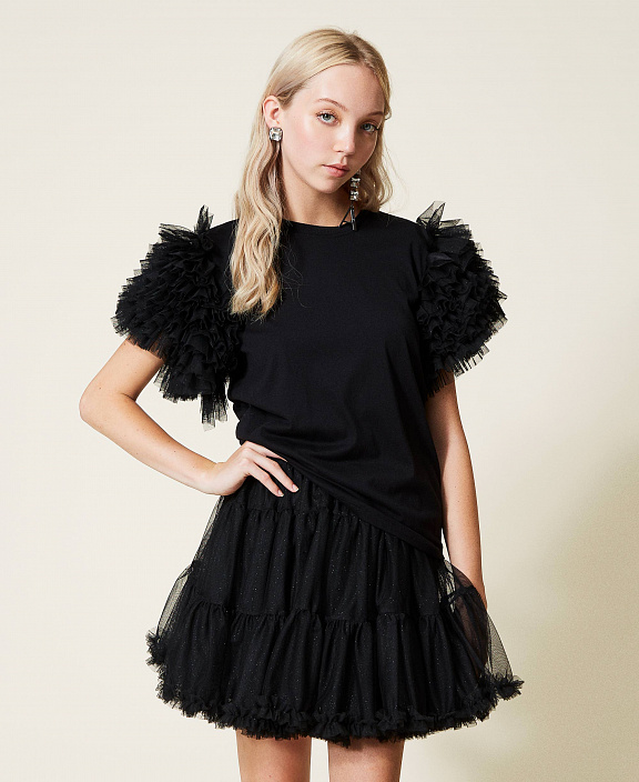 Футболка Floweritude с оборками из тюля