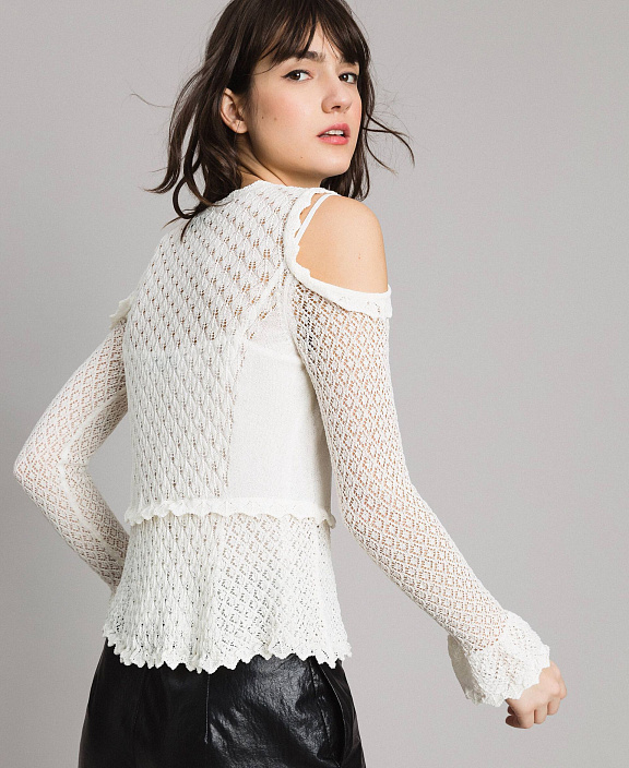 Вязаная кружевная Трикотажный кардиган