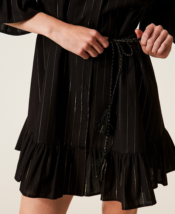 Короткое платье в полоску из люрекса