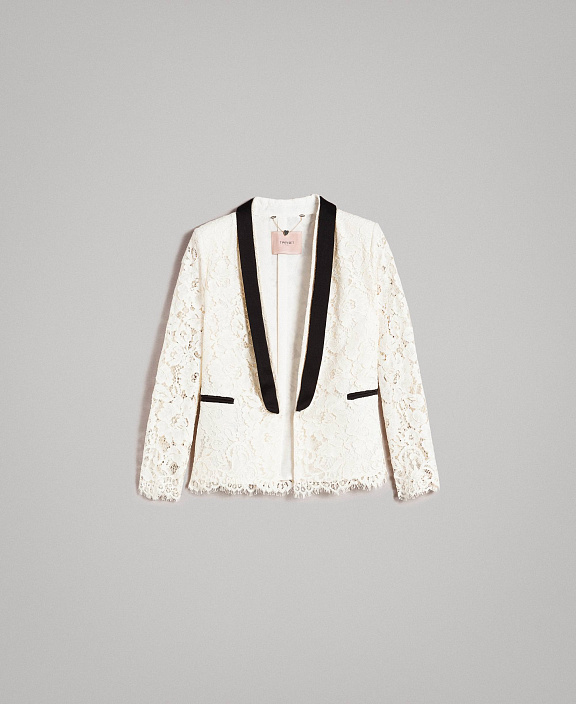 Жакет с контрастным лацканом