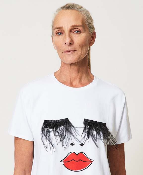 Футболка макси Polaris с перьями