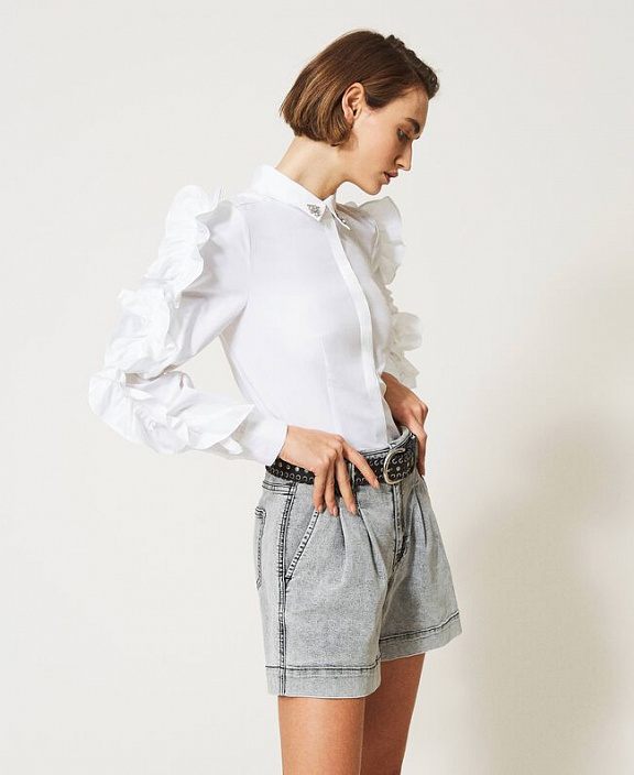 Рубашка Sabik из поплина с вышивкой и воланами