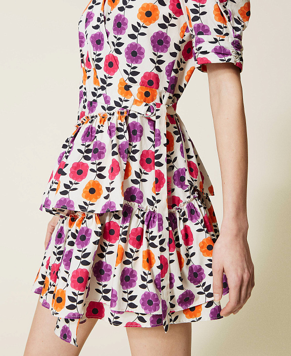 Платье с запахом из поплина с принтом