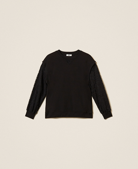 Свитшот с рукавами из кружева