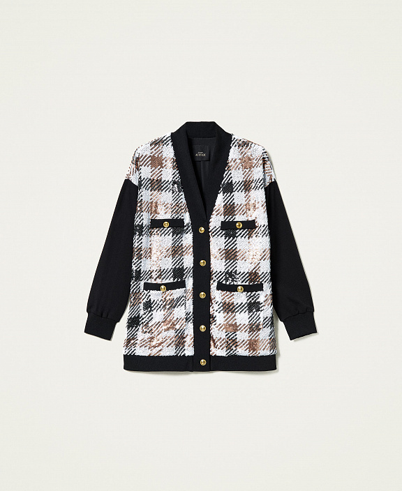 Кардиган в клетку из пайеток