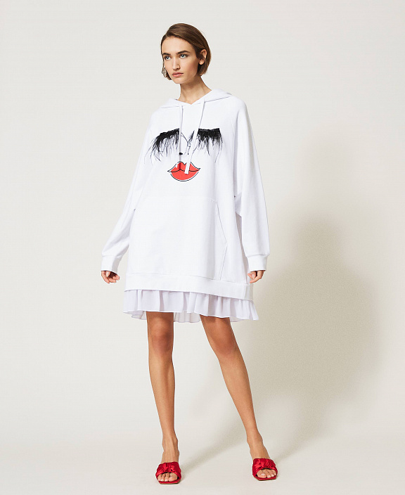 Толстовка макси Polaris с перьями и оборкой