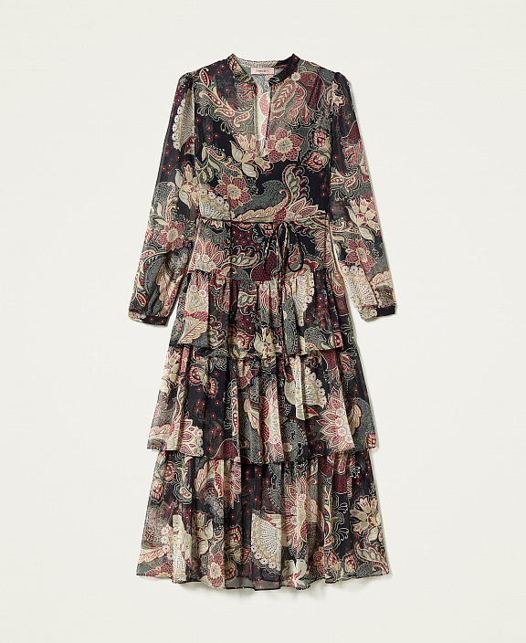 Длинное платье из креп-шифона с цветочным принтом