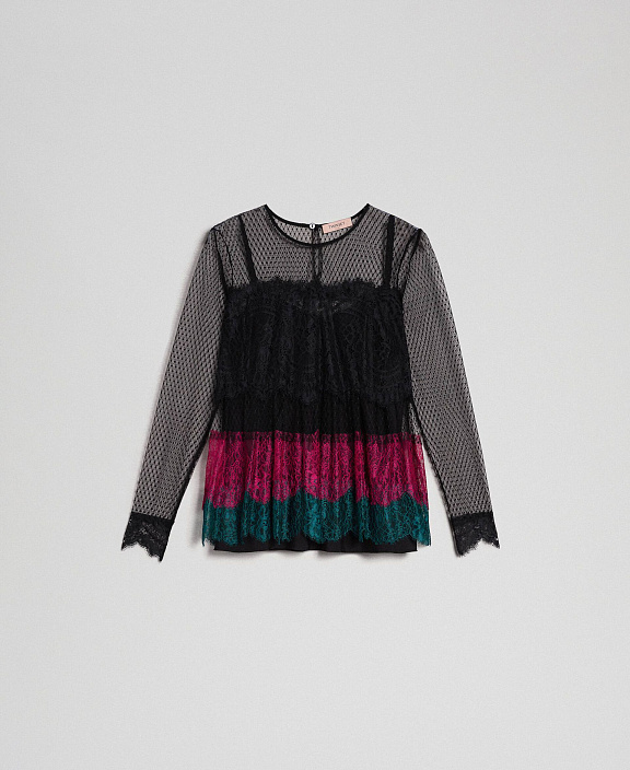 Кружевная блуза колор-блок