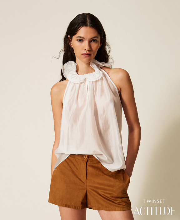 Топ из вуали с воланом