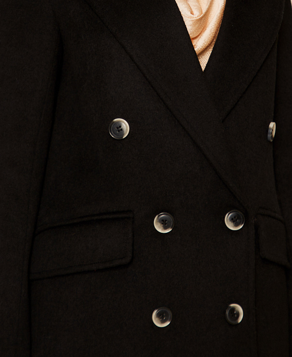 Двубортное пальто из смесовой шерсти