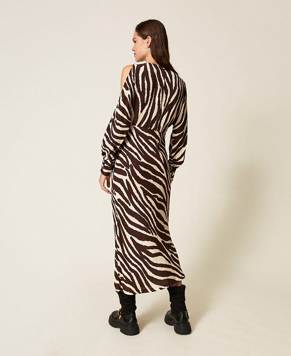 Платье миди с узором зебры