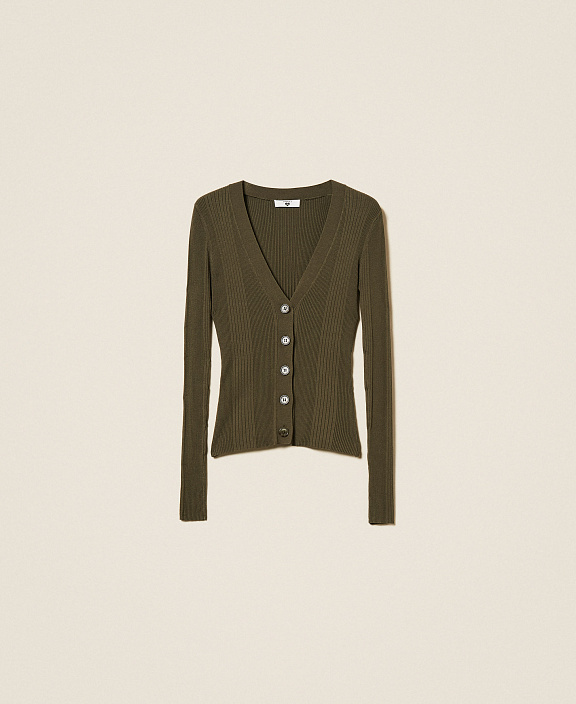 Приталенный кардиган в рубчик