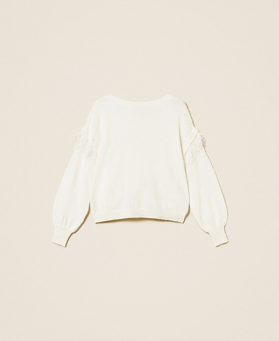 Джемпер из смесовой ангоры с перьями