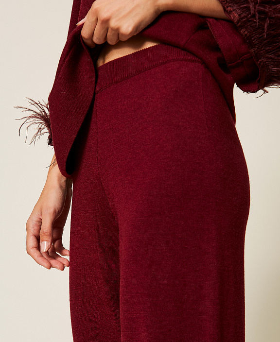 Трикотажные полушерстяные брюки с атласом