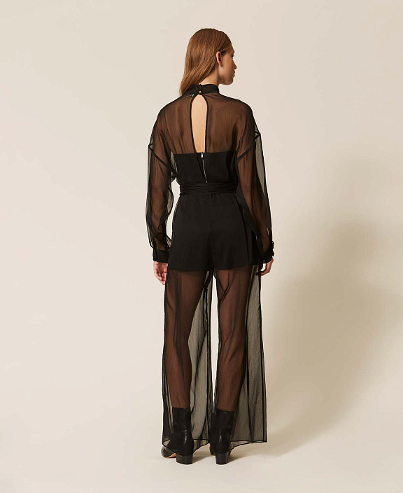 Комбинезон из вуали с поясом