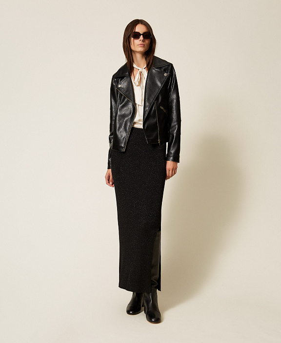 Трикотажная юбка миди с люрексом