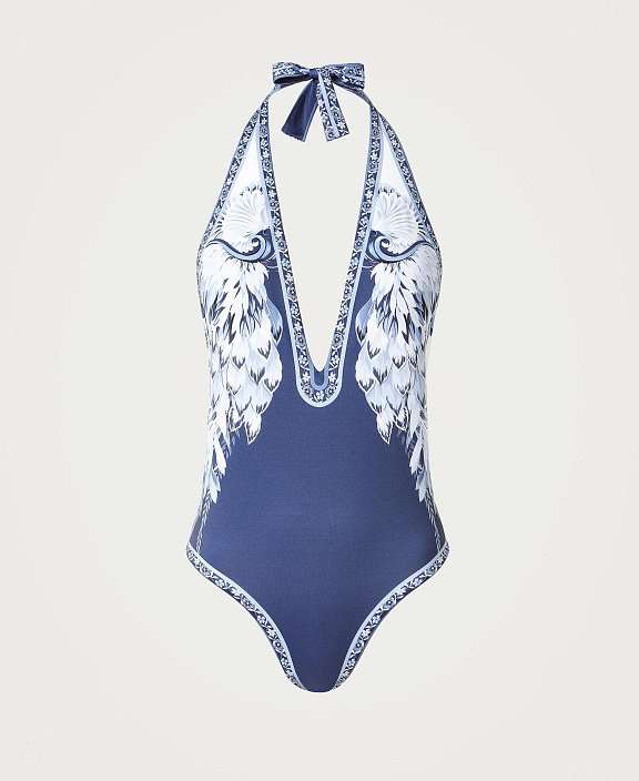 Слитный купальник с принтом