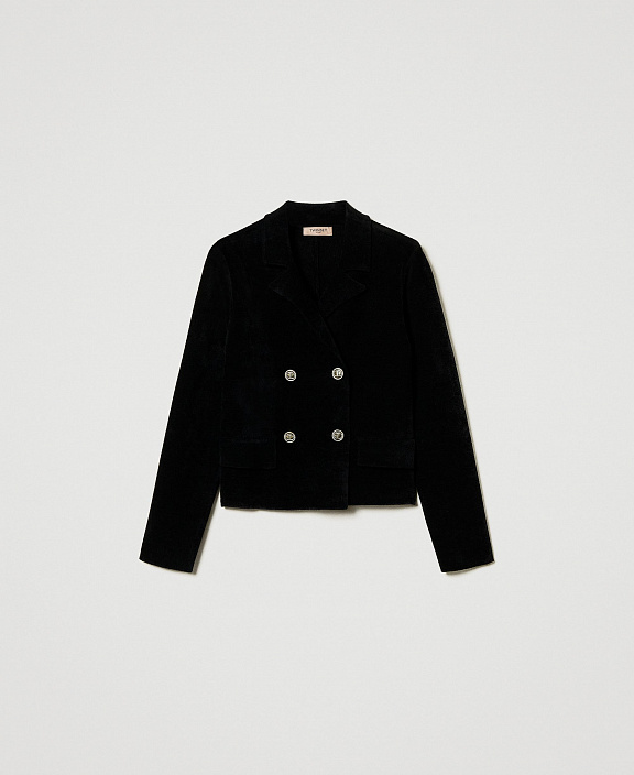 Двубортный жакет из трикотажа