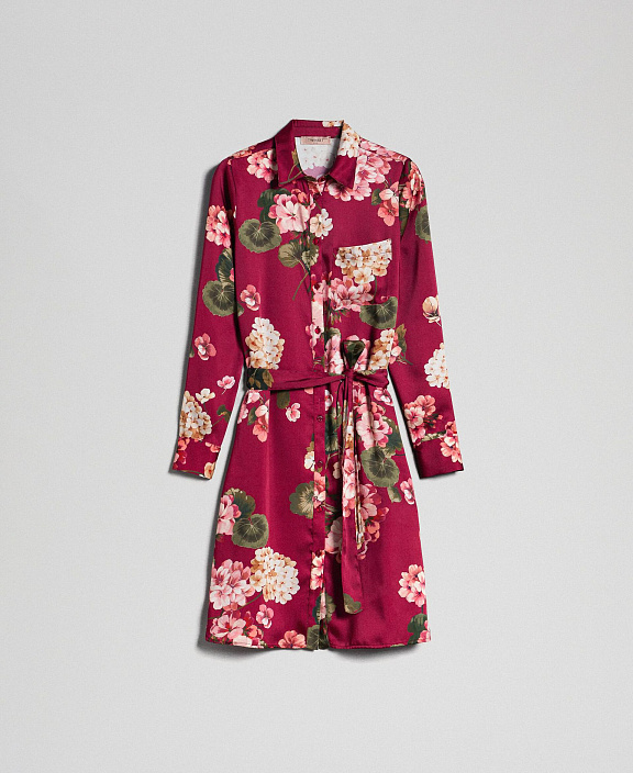 Длинная рубашка с цветочным принтом