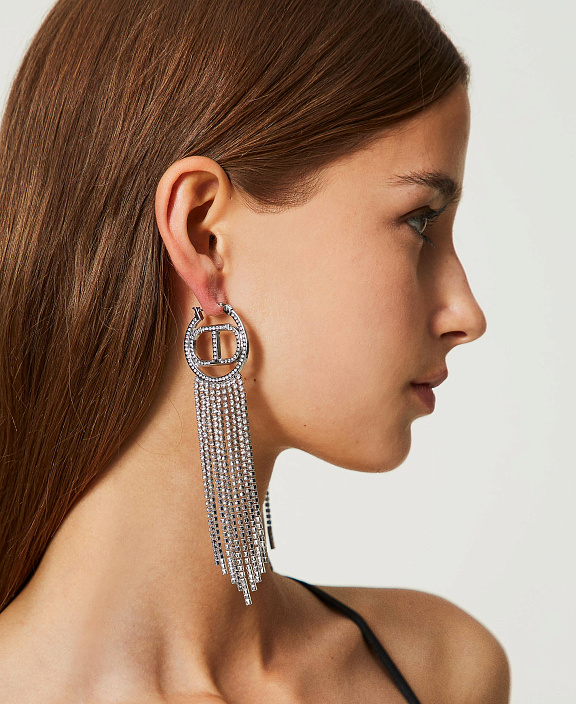 Серьги и бахромой из стразов