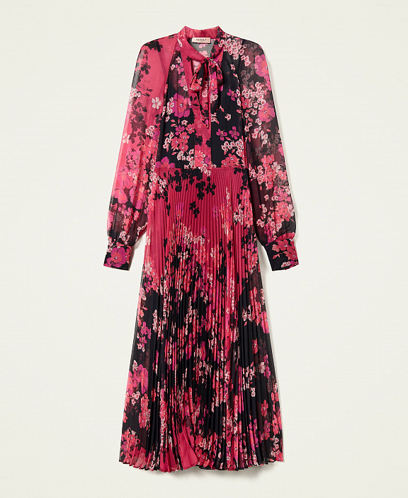 Длинное платье из креп-шифона с цветочным принтом