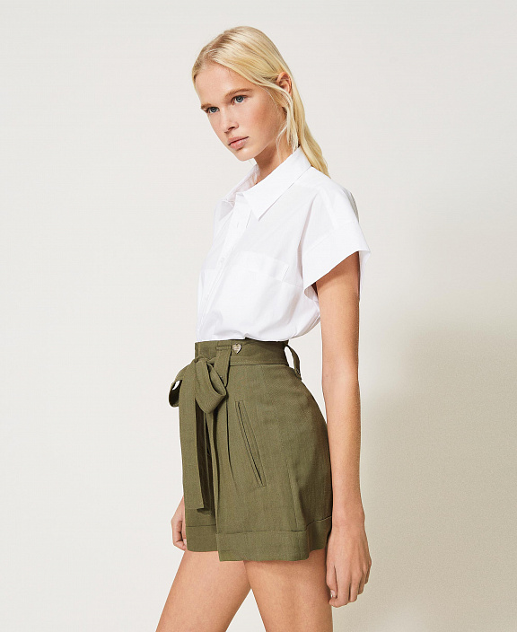 Шорты из смесового льна