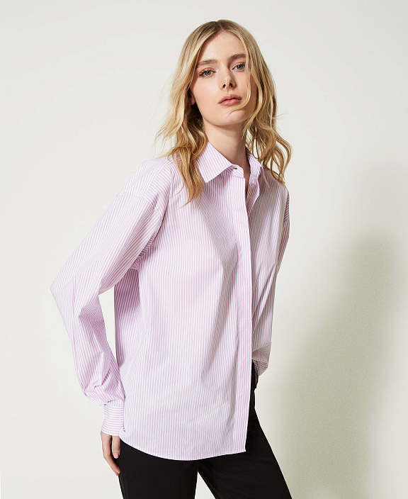 Рубашка из поплина в полоску