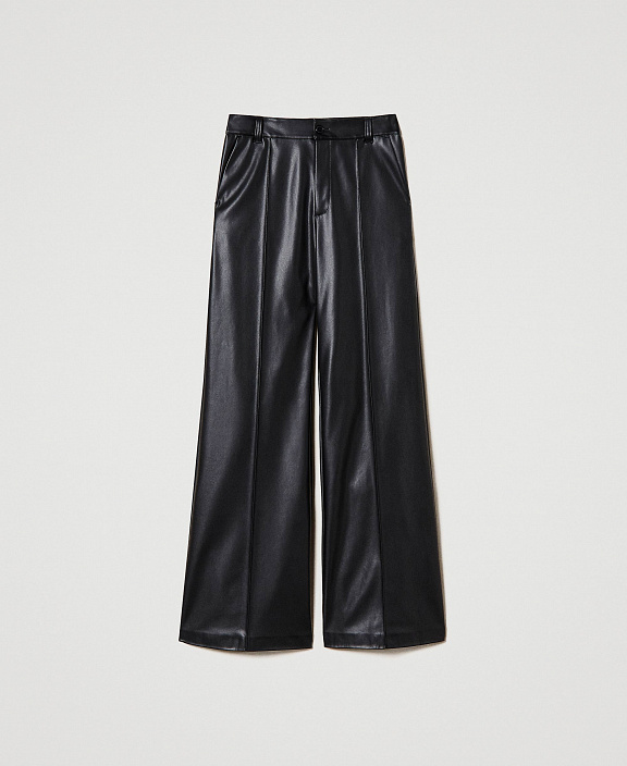 Расклешенные брюки из экокожи
