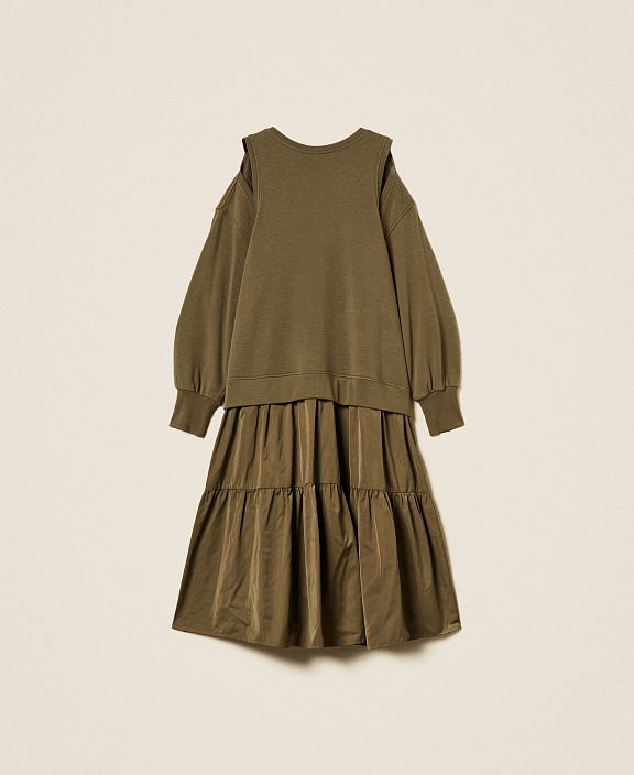 Длинное платье из футера и тафты