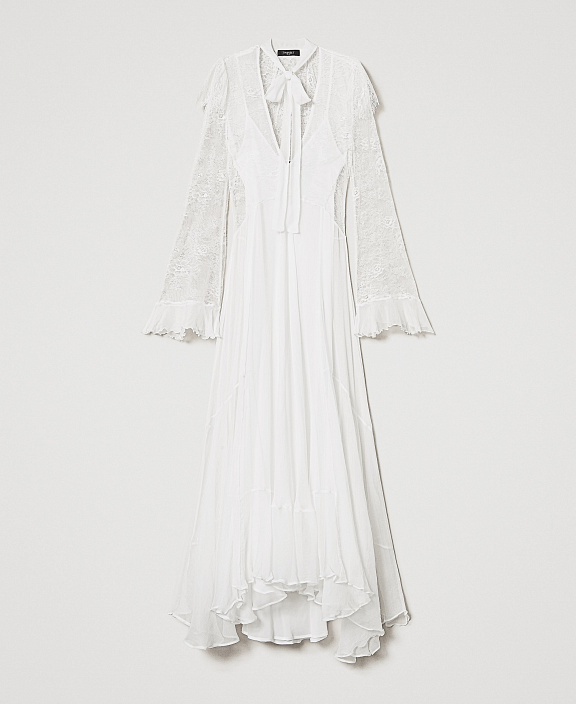 Длинное платье Giglio из кружева и шелка