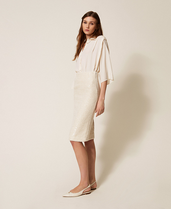 Прямая юбка с пайетками