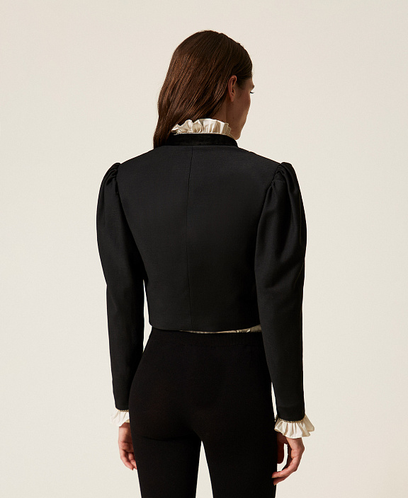 Жакет из смесовой шерсти и бархата