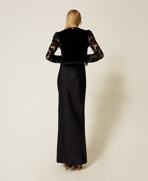 Длинная юбка из жаккардового атласа